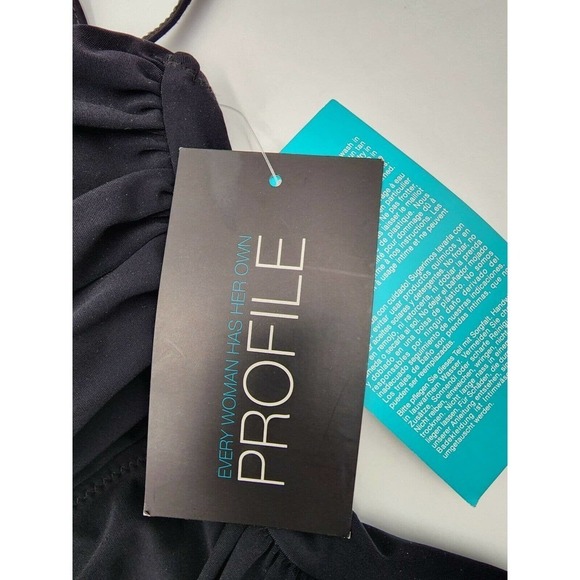 NWT Profile By Gottex Black Ruffled V-Neck One Piece Swim Suit Size 6 - Picture 10 of 12